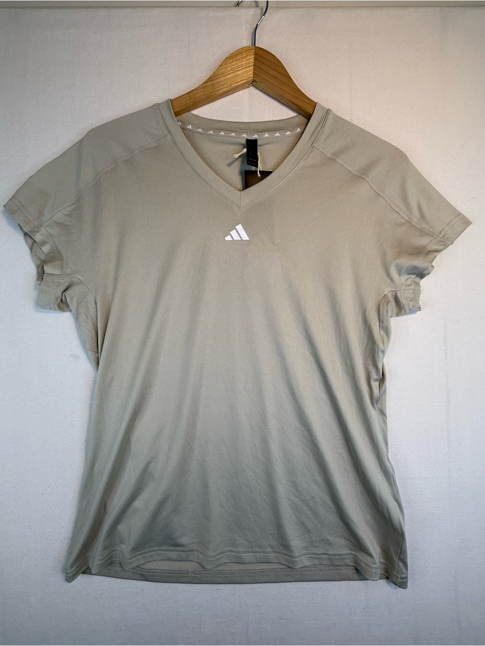 adidas Women's V-Neck Performance Tee - Light Beige